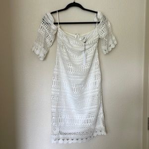 Beautiful white lace eyelet dress off the shoulder size L